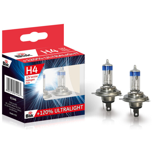 

Лампа автомобильная BLIK H4 12V 60 / 55W P43T + 120% (к-т 2 шт) 61446 BLIK к-т