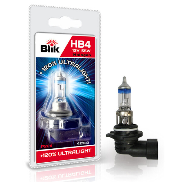 

Лампа автомобильная BLIK HB4 / 12V 55W P22d + 120% 42332 BLIK
