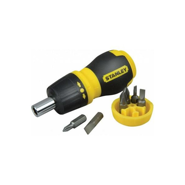 

Отвертка Stanley Multibit Stubby, реверсивная, с 6 сменными битами (0-66-358)