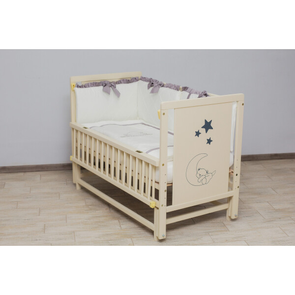 

Кровать детская Дубик-М Мишка на шарнирах с подшипником + откидная боковина слоновая кость