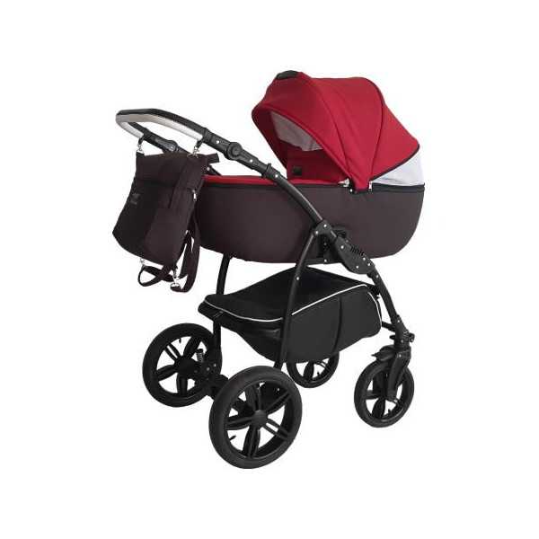 

Детская коляска 2 в 1 Victoria Gold Classic лён красная с бордовым