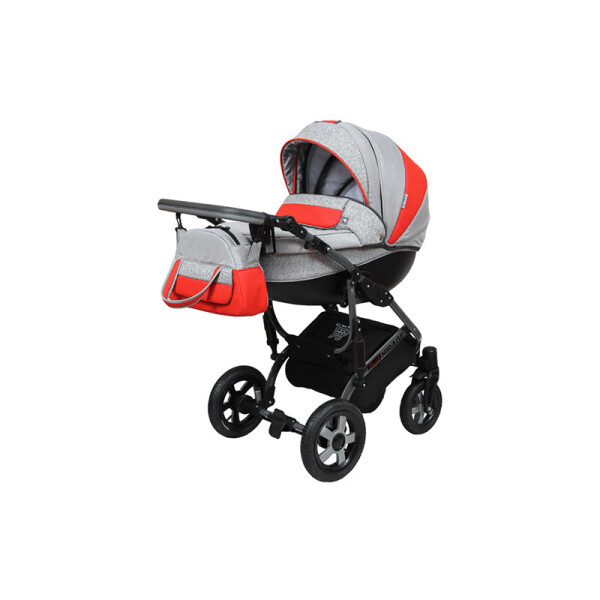 

Детская коляска 2 в 1 Angelina Grand Mirage Silver серая с красным color 12