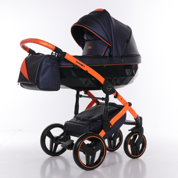 

Детская коляска 2 в 1 Junama Diamond Fluo line II синяя с оранжевым 03