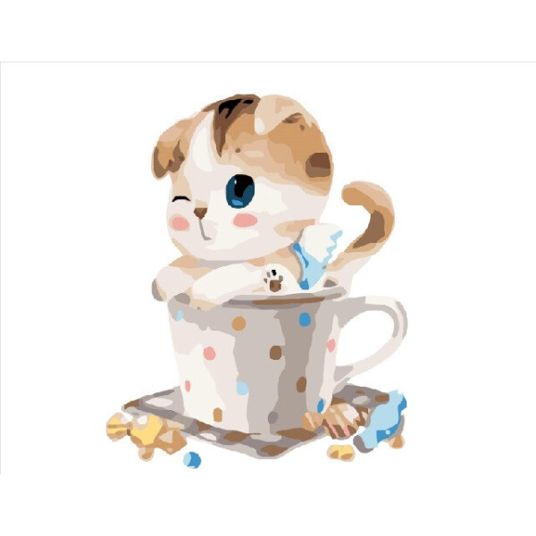 

Картина по номерам. Brushme "Котенок в чашке" GX8395