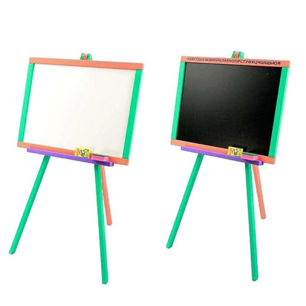 

Детский двухсторонний мольберт для рисования цветной Мася 130 MC (ТВ) мелки и губка в наборе