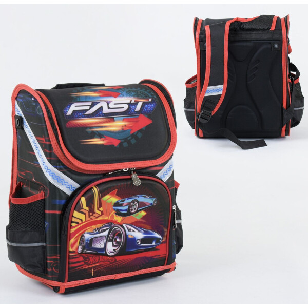 

Рюкзак школьный каркасный N 36182 Черно/Оранжевый 3D изображение FAST 1 отделение, 3 кармана, ортопедическая спинка
