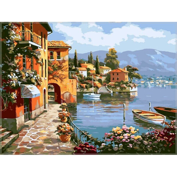 

Картина по номерам. "Морской городок" 40*40см KpNe-02-09