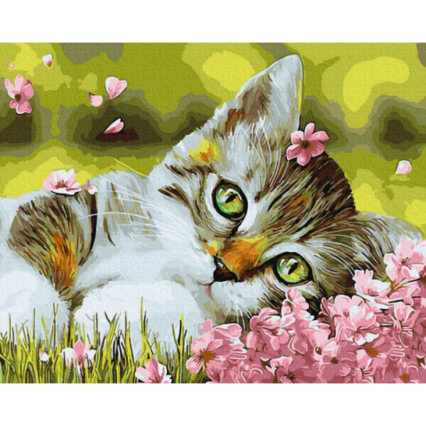 

Картина по номерам. Rainbow Art "Котенок в цветочках" GX34634-RA