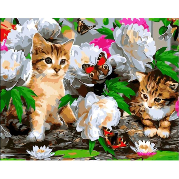 

Картина по номерам. Rainbow Art "Котята с бабочками" GX8285-RA