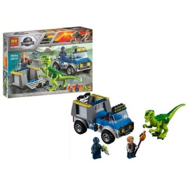 

Конструктор JURASSIC WORLD Грузовик спасателей для перевозки раптора, 102 детали