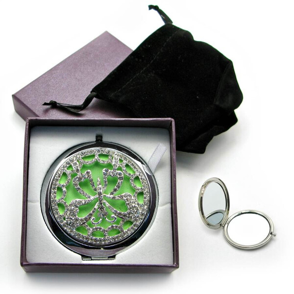 

Зеркальце косметическое "Узор с камнями" хром 18568 C (в коробке + чехольчик)