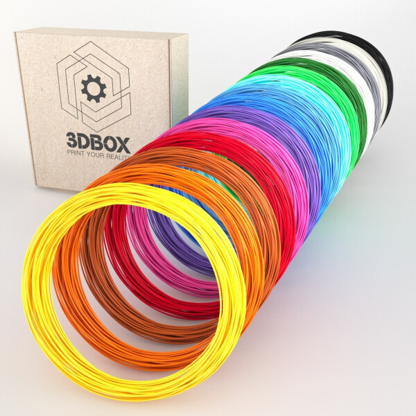 

Набор PLA пластика 3D-Box EXTRA LARGE-10 для 3D-ручки: 15 цветов по 10 метров (1,75мм*150м)