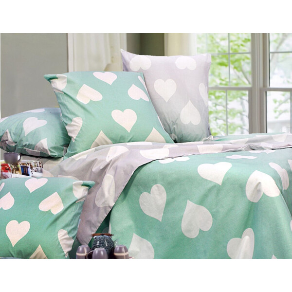 

Комплект постельного белья Еней-Плюс Т0696 бирюзовый, белый Полуторный