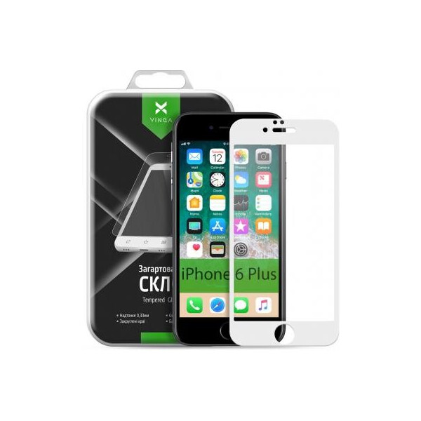 

Стекло защитное Vinga для Apple iPhone 6 Plus White (VTPGS-I6PW)