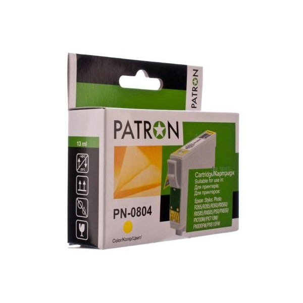 

Картридж Patron EPSON R265/285/360,RX560/585/685,P50,PX650 YELLOW (T0804) (PN-0804)