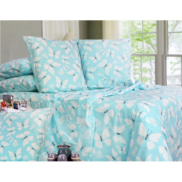 

Комплект постельного белья Еней-Плюс Р0113 голубой, белый Двойной