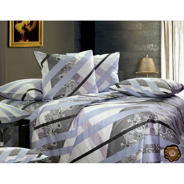 

Комплект постельного белья Еней-Плюс С0090 серый, голубой Семейный