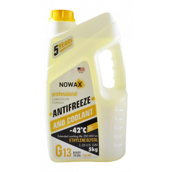 

Антифриз NOWAX G13 -42°C желтый готовая жидкость 5 кг (NX05007)