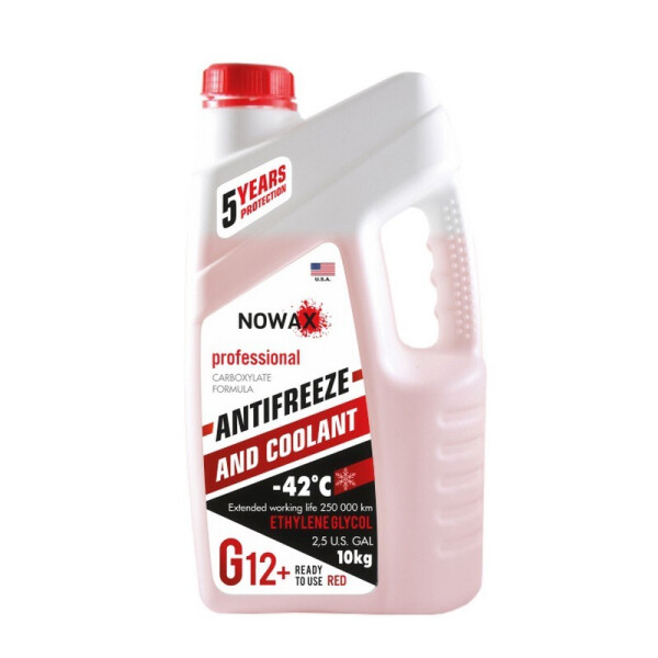 

Антифриз NOWAX G12+ -42°C красный готовая жидкость 10 кг (NX10001)