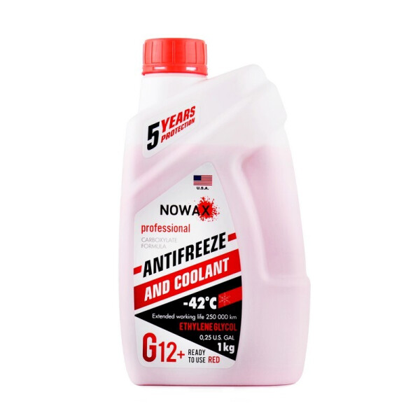 

Антифриз NOWAX G12 -42°C красный готовая жидкость 1 кг (NX01006)