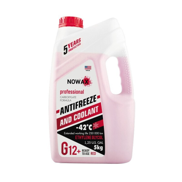 

Антифриз NOWAX G12 -42°C красный готовая жидкость 5 кг (NX05001)