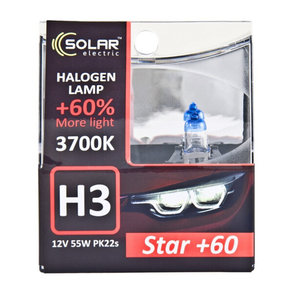 

Галогеновая лампа Solar H3 12V 55W PK22s Starlight +60% (1233S2)