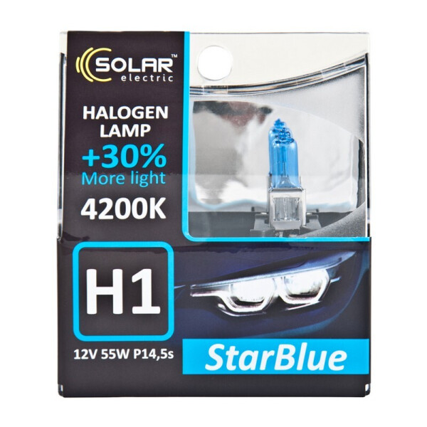 

Галогеновая лампа Solar H1 12V 55W P14,5s StarBlue 4200K (1241S2)