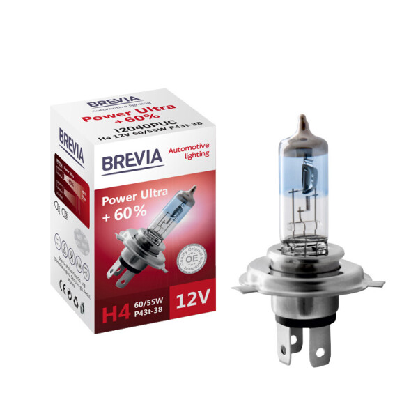 

Галогеновая лампа BREVIA H4 POWER ULTRA +60% 12040PUC