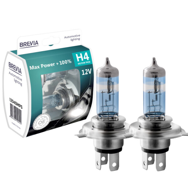 

Галогеновые лампы BREVIA H4 MAX POWER +100% 12040MPS