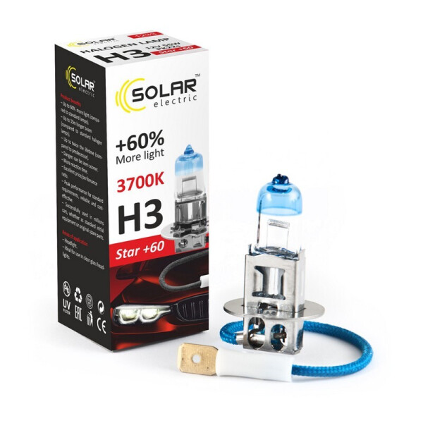 

Галогеновая лампа Solar H3 12V 55W PK22s Starlight +60% (1233)