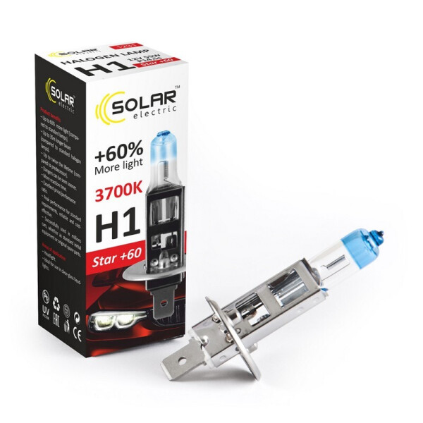 

Галогеновая лампа Solar H1 12V 55W P14,5s Starlight +60% (1231)