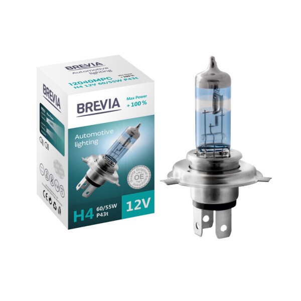 

Галогеновая лампа BREVIA H4 MAX POWER +100% 12040MPC