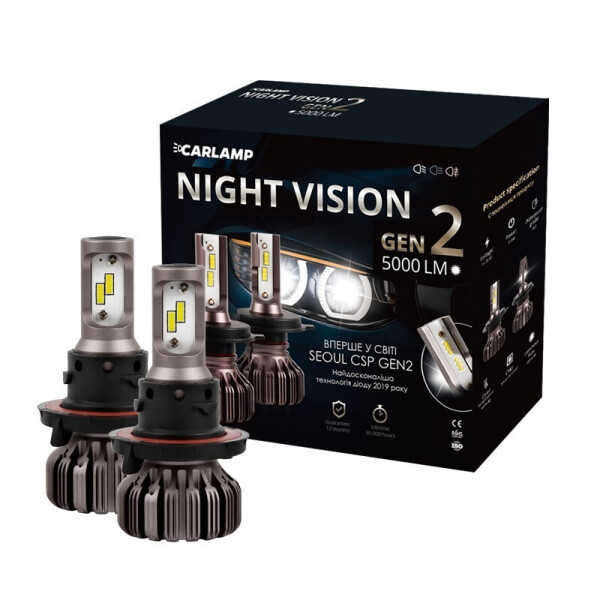 

Светодиодные автолампы H13 Carlamp Led Night Vision Gen2 Led для авто 5000 Lm 5500 K (NVGH13)