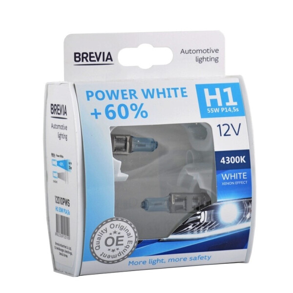 

Галогеновые лампы BREVIA H1 POWER WHITE +60% 12010PWS