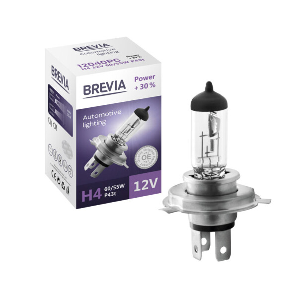 

Галогеновая лампа BREVIA H4 POWER +30% 12040PC