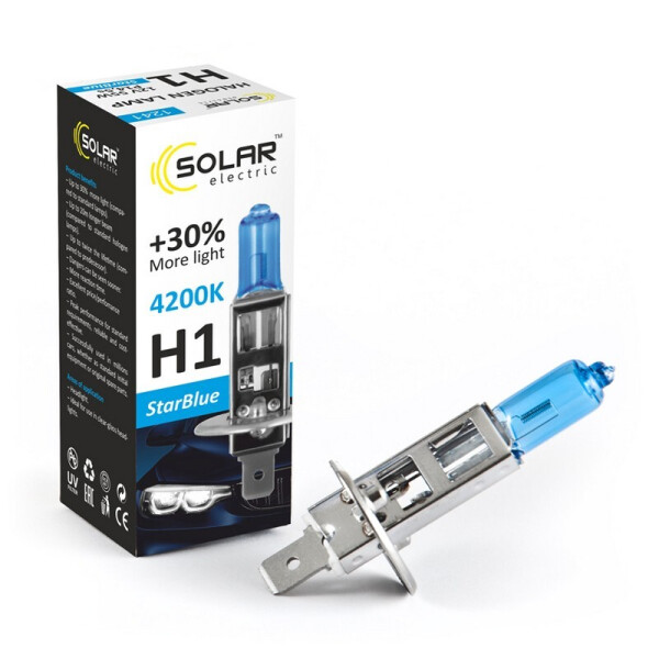 

Галогеновая лампа Solar H1 12V 55W P14,5s StarBlue 4200K (1241)