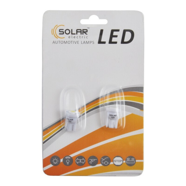 

Автолампы светодиодные Solar LED 12V T10 W2.1x9.5d 1SMD 5050 white 2шт (LS245_b2)