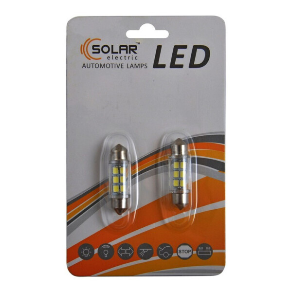 

Автолампы светодиодные Solar LED 12V SV8.5 T11x36mm 6SMD 3528 white 2шт (LS275_b2)