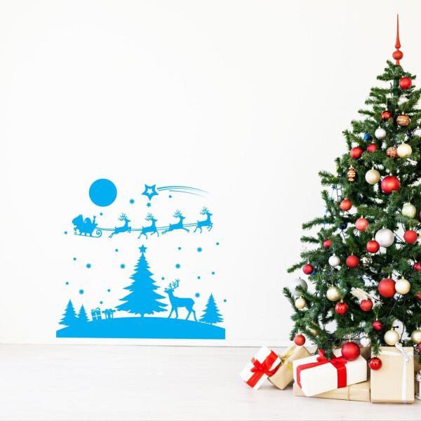 

Новогодняя виниловая наклейка Сказочная ночь (голубой) 800х750мм