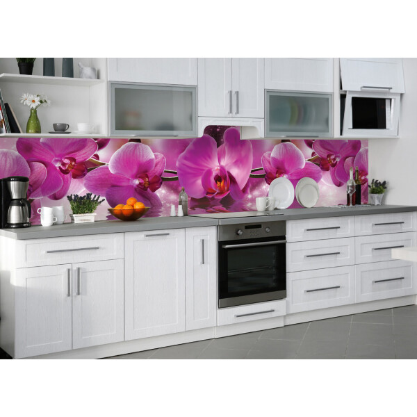 Акція на Наклейки кухонный фартук Zatarga " Пышные розовые Орхидеи " 650х2500мм розовый від Allo UA