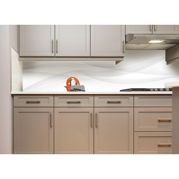 Акция на Наклейки кухонный фартук Zatarga " Белый шелк линии " 650х2500мм белый от Allo UA
