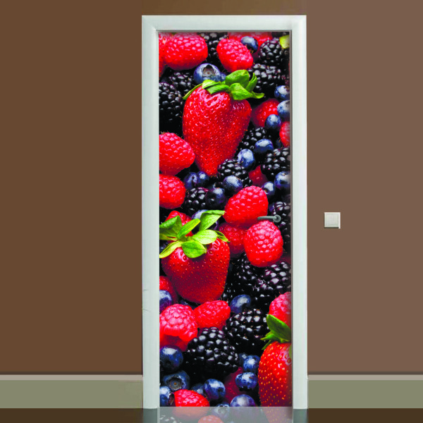 Акция на Наклейка на дверь Лесная ягода (виниловая наклейка, самоклейка, оклеить дверь) от Allo UA
