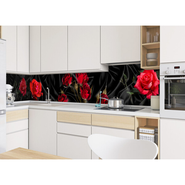 

Наклейки кухонный фартук Zatarga Роза Tassin 600х2500 мм красный