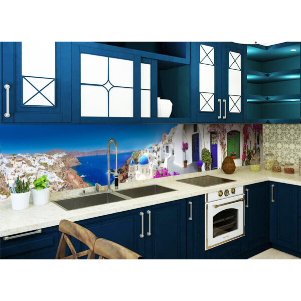 Акція на Наклейки кухонный фартук Zatarga Завораживающая Греция 600х2500 мм синий від Allo UA