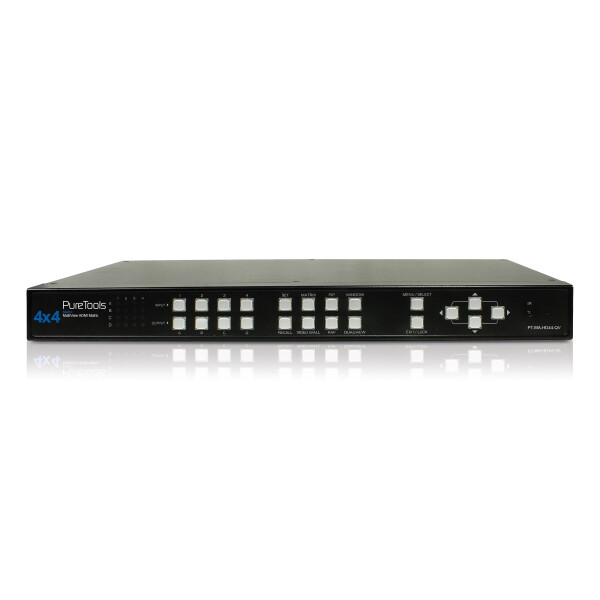 

HDMI Матричный коммутатор 4х4 с контроллером видеостен PureTools PT-MA-HD44QV