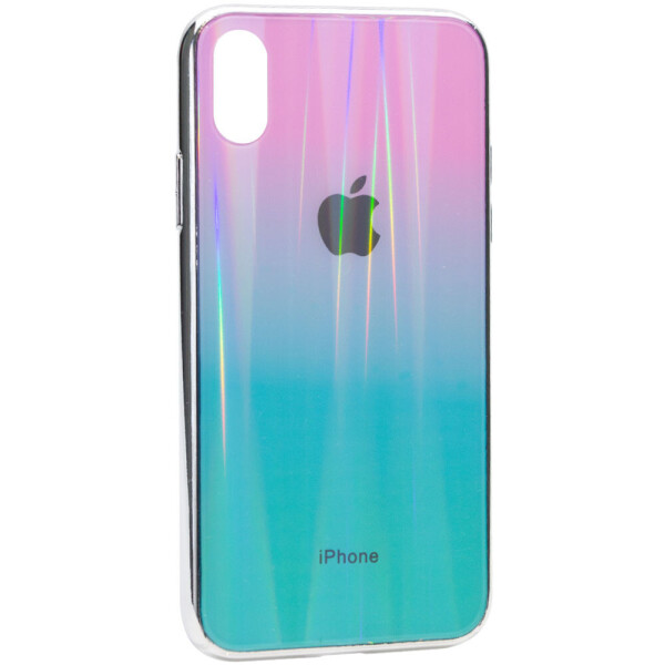 

TPU+Glass чехол Gradient Aurora с лого для Apple iPhone XS (5.8") Розовый / Бирюзовый (119607)