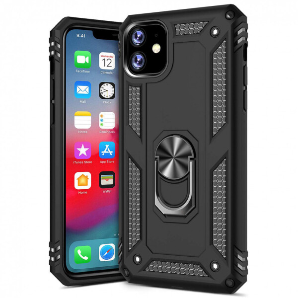

Ударопрочный чехол Serge Ring магнитный держатель для Apple iPhone 11 (6.1") Черный (122122)