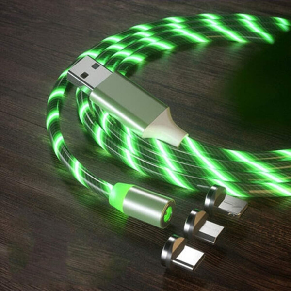 

Магнитный кабель X-CABLE с LED подсветкой Magnetic Cable 3в1 IOS/ Android/Type-c магнитная зарядка Зеленый