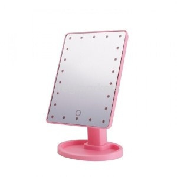 

Косметическое зеркало для макияжа large led mirror настольное с led подсветкой 22 светодиода розовое