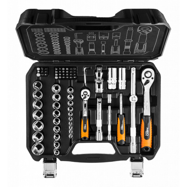 

Набор инструментов Neo Tools 73 шт., 1/2", 1/4", CrV (08-673)